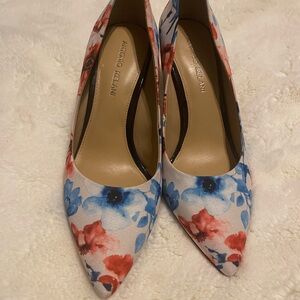 ANTONIO MELANI Floral Print Heels - Red and Blue